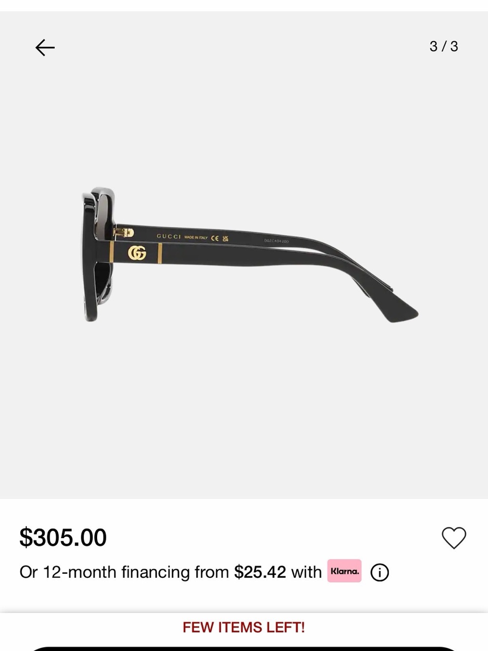 Gucci Black Square Sunglasses with Gold Logo Accents - Picture 7 of 10
